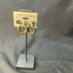 Gold and Brown Hoop Earrings